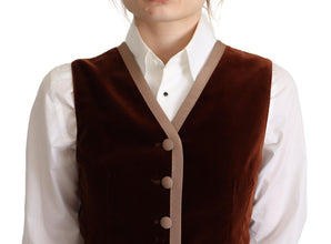 Bordeaux Velvet Cotton V-neck Sleeveless Vest Top Dolce & Gabbana
