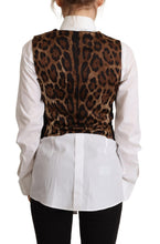 Black V-neck Leopard Corduroy Button Vest Top Dolce & Gabbana