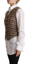 Brown Checkered Leopard V-neck Sleeveless Vest Top Dolce & Gabbana