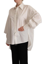 White Cotton Button Up Collared Long Sleeve Top Dolce & Gabbana