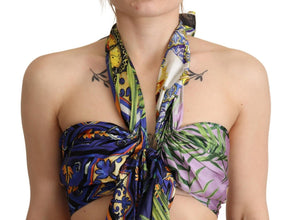 Multicolor Foulard Silk Halter Cropped Top Dolce & Gabbana