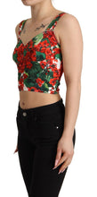 Red Geranium Print Viscose Sweetheart Cropped Top Dolce & Gabbana