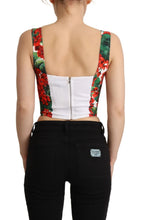 Red Geranium Print Viscose Sweetheart Cropped Top Dolce & Gabbana