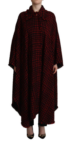 Black Red Cotton Checkered Over Coat Jacket Dolce & Gabbana