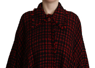 Black Red Cotton Checkered Over Coat Jacket Dolce & Gabbana