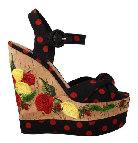 Multicolor Platform Wedges Sandals Charmeuse Shoes Dolce & Gabbana