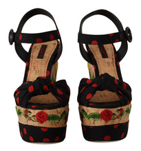 Multicolor Platform Wedges Sandals Charmeuse Shoes Dolce & Gabbana
