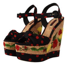 Multicolor Platform Wedges Sandals Charmeuse Shoes Dolce & Gabbana