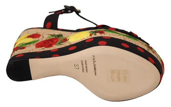 Multicolor Platform Wedges Sandals Charmeuse Shoes Dolce & Gabbana