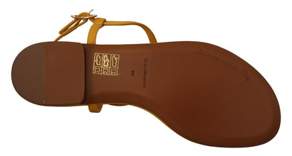 Mustard Leather Devotion Flats Sandals Shoes Dolce & Gabbana