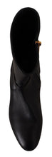 Black Leather Flats Logo Short Boots Shoes Dolce & Gabbana