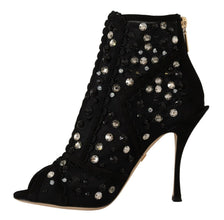 Black Crystals Heels Zipper Short Boots Shoes Dolce & Gabbana