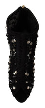 Black Crystals Heels Zipper Short Boots Shoes Dolce & Gabbana