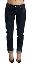Blue Cotton Low Waist Slim Fit Denim Women Trouser Jeans Acht