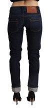 Blue Cotton Low Waist Slim Fit Denim Women Trouser Jeans Acht