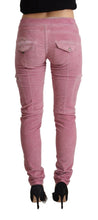 Pink Cotton Low Waist Skinny Denim Cargo Jeans Acht