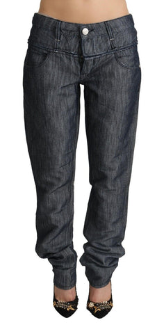 Dark Gray Ramie Mid Wide Waist Straight Denim Jeans Acht