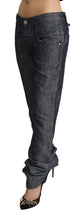 Dark Gray Ramie Mid Wide Waist Straight Denim Jeans Acht