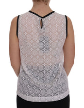 White Lace Floral Nylon Tank T-shirt Dolce & Gabbana