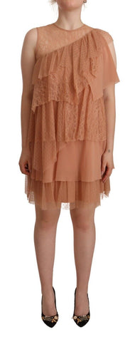 Pink Lace Sleeveless Mini Shift Layered Dress Liu Jo