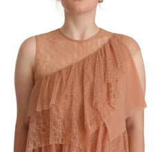Pink Lace Sleeveless Mini Shift Layered Dress Liu Jo