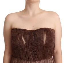 Metallic Bronze Polyester Maxi Gown Dress Dolce & Gabbana