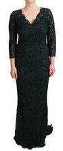 Green Floral Lace Maxi Floor Length Dress Dolce & Gabbana