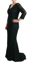 Green Floral Lace Maxi Floor Length Dress Dolce & Gabbana