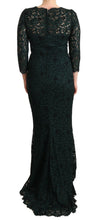 Green Floral Lace Maxi Floor Length Dress Dolce & Gabbana