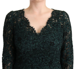 Green Floral Lace Maxi Floor Length Dress Dolce & Gabbana