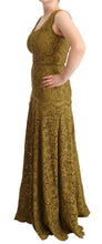 Brown Floral Lace Maxi Floor Length Dress Dolce & Gabbana