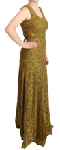 Brown Floral Lace Maxi Floor Length Dress Dolce & Gabbana