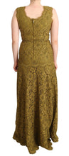 Brown Floral Lace Maxi Floor Length Dress Dolce & Gabbana