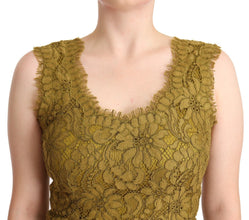 Brown Floral Lace Maxi Floor Length Dress Dolce & Gabbana