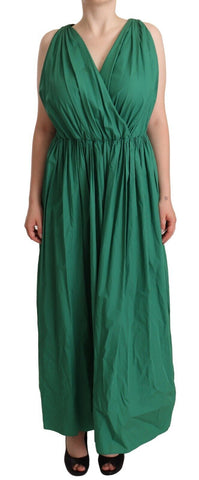 Green Cotton Sleeveless V-neck Dress Dolce & Gabbana