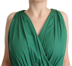 Green Cotton Sleeveless V-neck Dress Dolce & Gabbana