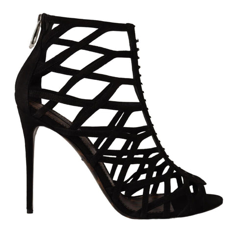 Black Suede Stiletto Heels Bette Sandals Shoes Dolce & Gabbana