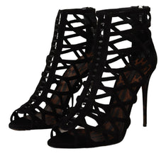 Black Suede Stiletto Heels Bette Sandals Shoes Dolce & Gabbana