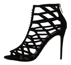 Black Suede Stiletto Heels Bette Sandals Shoes Dolce & Gabbana