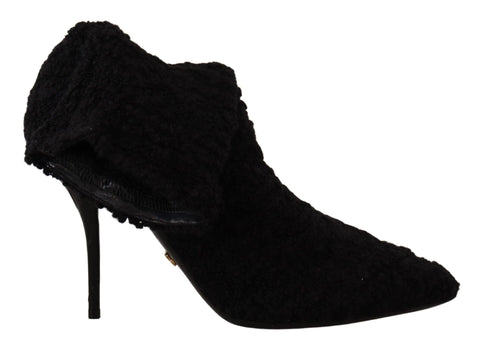 Black Stiletto Heels Mid Calf Women Boots Dolce & Gabbana