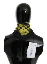 Black Yellow Floral Wrap Shawl Foulard Scarf GF Ferre