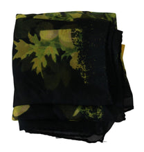 Black Yellow Floral Wrap Shawl Foulard Scarf GF Ferre