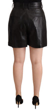 Black Leather High Waist Bermuda Above Knee Shorts Dolce & Gabbana