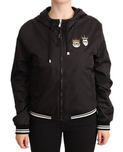 Black Polyester Hooded Bomber Full Zip Jacket Dolce & Gabbana