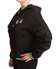 Black Polyester Hooded Bomber Full Zip Jacket Dolce & Gabbana