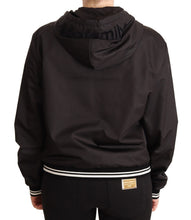 Black Polyester Hooded Bomber Full Zip Jacket Dolce & Gabbana