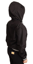Black Polyester Hooded Bomber Full Zip Jacket Dolce & Gabbana