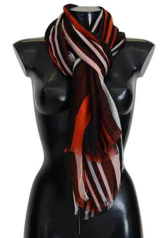 Multicolor Striped Silk Shawl Fringes Scarf Dolce & Gabbana
