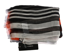Multicolor Striped Silk Shawl Fringes Scarf Dolce & Gabbana