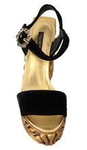 Black Gold Baroque Velvet Heels Crystal Shoes Dolce & Gabbana